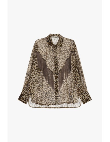 Camisa animal print oversize Dixie com franjas decorativas