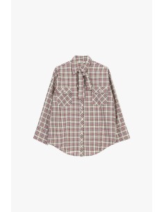 Camisa aos quadrados com bolsos frontais e laço Dixie