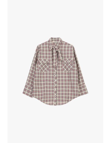 Camisa aos quadrados com bolsos frontais e laço Dixie