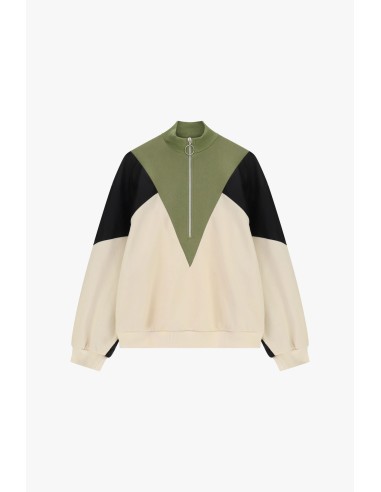 Sweatshirt sem capuz com fecho e detalhes geométricos Dixie