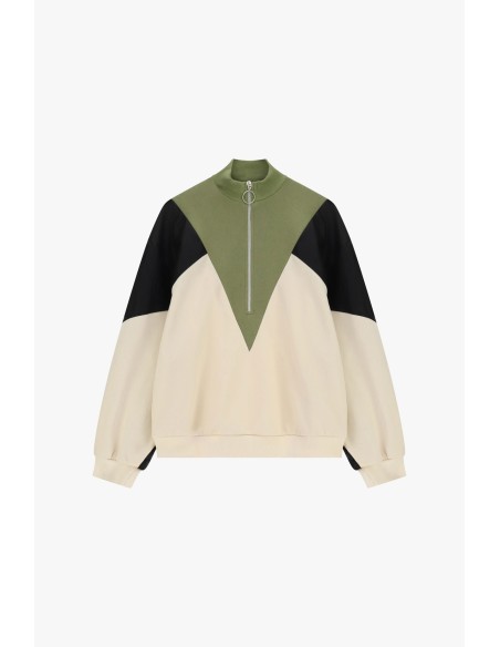 Sweatshirt sem capuz com fecho e detalhes geométricos Dixie