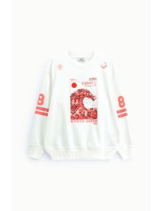 Sweatshirt de gola redonda com estampado Kyoto e detalhes gráficos Dixie