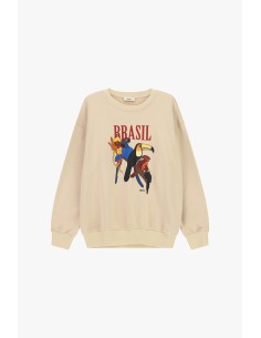 Sweatshirt de gola redonda com estampado de papagaios e inscrição Dixie