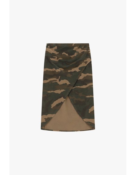 Saia envelope estampada camuflada de comprimento médio Dixie