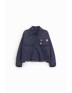 Blazer curto às riscas com bolsos aplicados Dixie 2