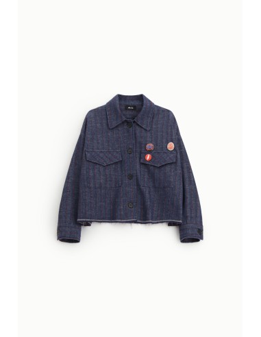 Blazer curto às riscas com bolsos aplicados Dixie