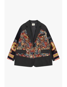 Blazer oversized estampado paisley e às riscas Dixie