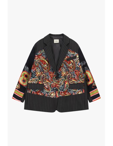 Blazer oversized estampado paisley e às riscas Dixie