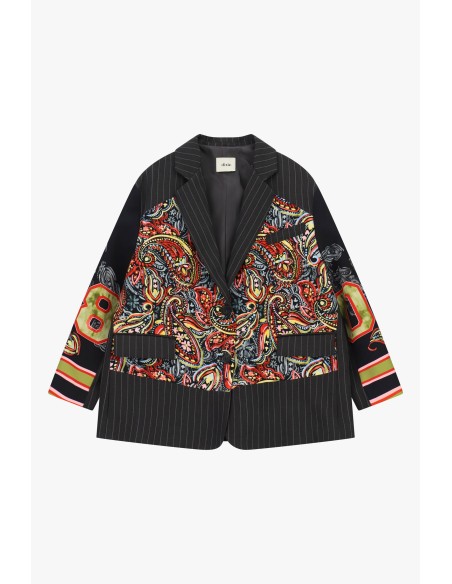 Blazer oversized estampado paisley e às riscas Dixie