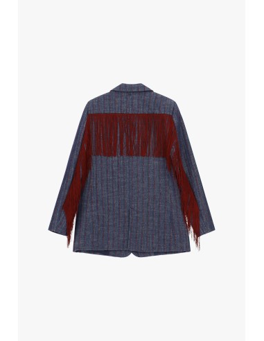 Blazer às riscas com franjas decorativas compridas Dixie