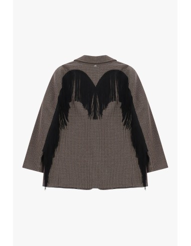 Blazer aos quadrados com franjas decorativas e bolsos Dixie