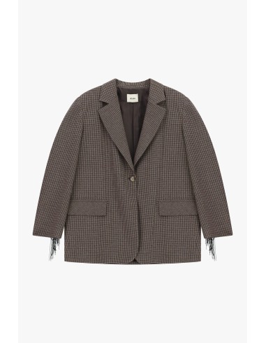 Blazer aos quadrados com franjas decorativas e bolsos Dixie