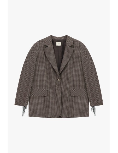 Blazer aos quadrados com franjas decorativas e bolsos Dixie