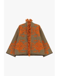 Capa jacquard com padrão floral e franjas Dixie