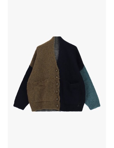 Cardigan com botões e padrão de blocos de cores Dixie