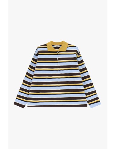 Camisola às riscas com gola e botões frontais Dixie