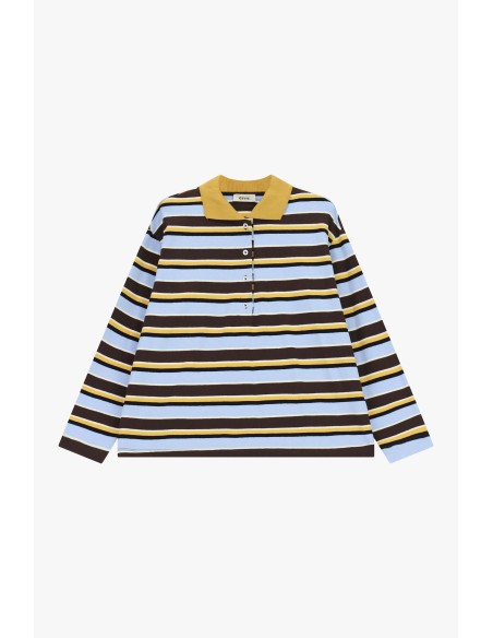 Camisola às riscas com gola e botões frontais Dixie