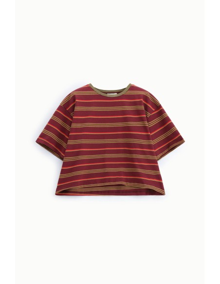 T-shirt às riscas de corte solto com gola redonda Dixie