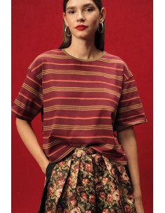 T-shirt às riscas de corte largo com gola redonda Dixie