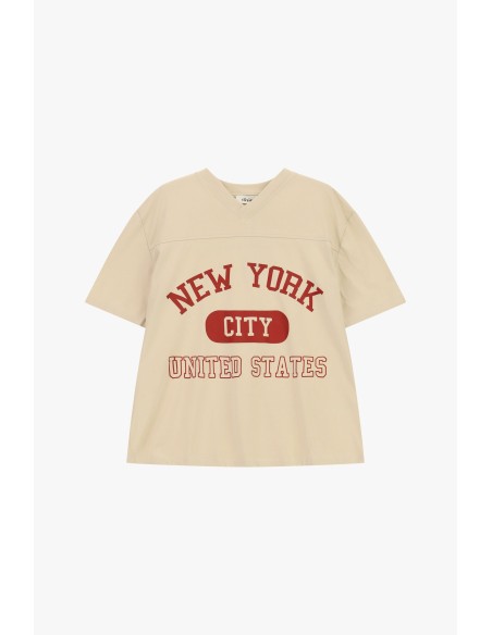 T-shirt de gola redonda com estampado de Nova Iorque e inscrição Dixie