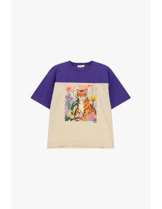T-shirt com estampado de tigre e flores e mangas curtas Dixie 2