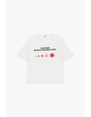 T-Shirt de Gola Redonda com Estampado de Frase e Estrelas Coloridas Dixie