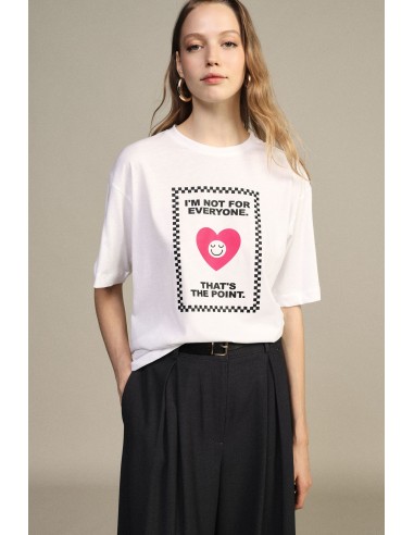 T-Shirt de Gola Redonda com Estampado de Coração e Frase Dixie