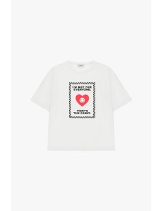 T-Shirt de Gola Redonda com Estampado de Coração e Frase Dixie 2