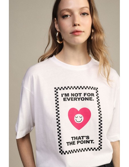 T-Shirt de Gola Redonda com Estampado de Coração e Frase Dixie