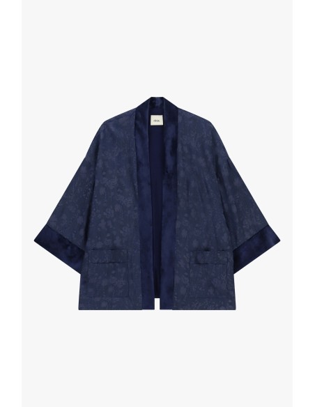 Casaco Duster Largo em Jacquard com Perfis em Contraste Dixie