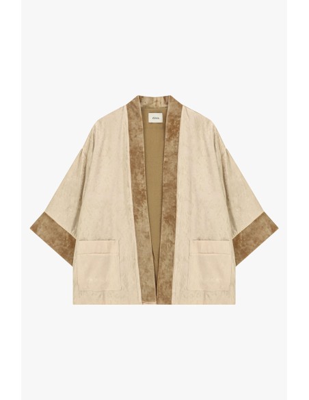 Casaco Duster Amplo em Jacquard com Contornos em Contraste Dixie