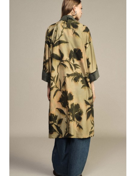 Casaco duster com padrão floral e bolsos frontais Dixie