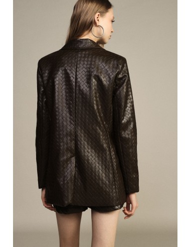Blazer de Dois Botões com Padrão Chevron Tom sobre Tom Dixie