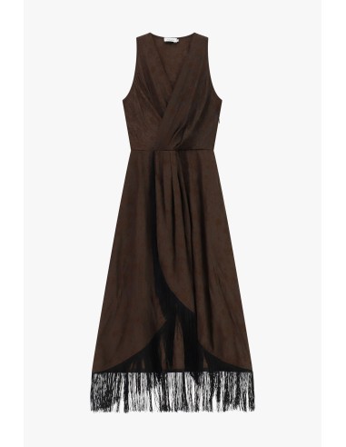 Vestido comprido sem mangas com franjas Please