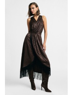 Vestido Comprido Sem Mangas com Franjas Please