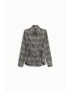 Camisa com padrão aos quadrados e cordões laterais Please 2