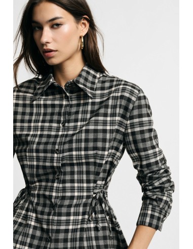 Camisa com estampado xadrez e cordões laterais Please