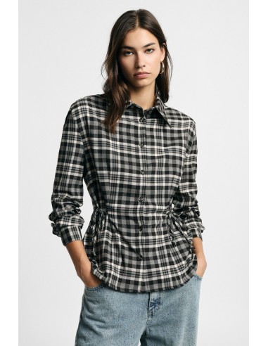 Camisa com padrão aos quadrados e cordões laterais Please