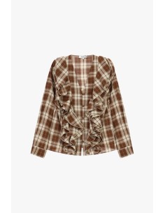 Camisa aos quadrados com folhos frontais Please 2
