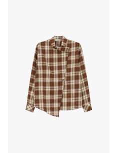 Camisa aos quadrados com fecho assimétrico Please 2