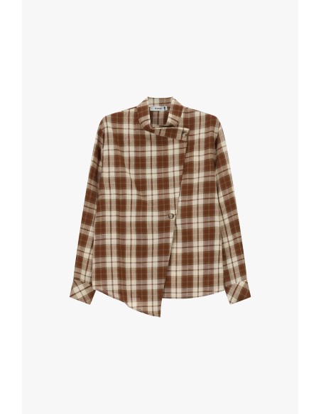 Camisa aos quadrados com fecho assimétrico Please
