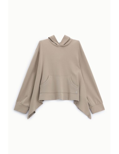 Sweatshirt com capuz e bainha assimétrica Please