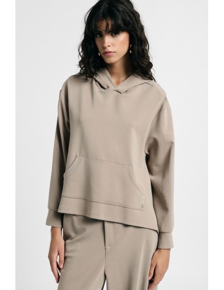 Sweatshirt Com Capuz Bainha Assimétrica Please