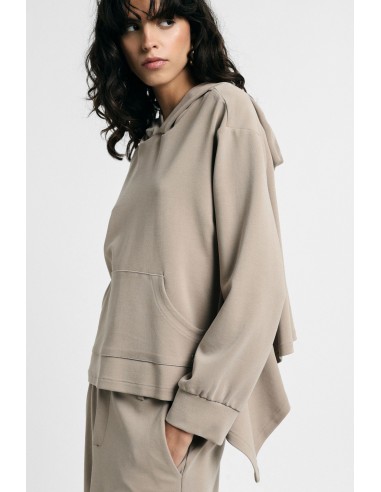 Sweatshirt com capuz e bainha assimétrica Please