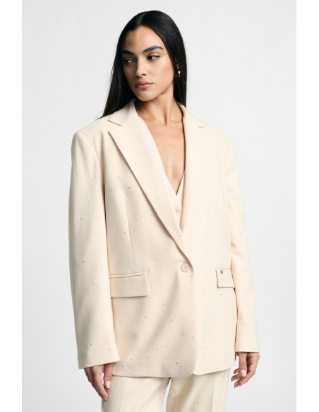 Blazer de corte regular com bolsos de aba e riscas finas Please