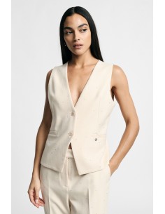 Colete com decote em V e bolsos debruados Please