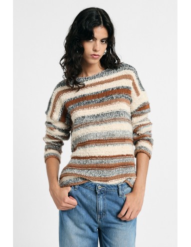 Camisola de malha às riscas com mangas compridas Please