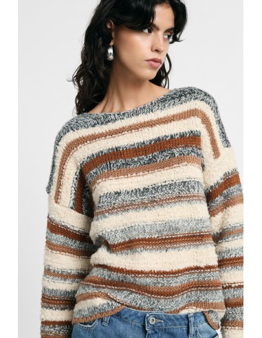 Camisola de malha às riscas com mangas compridas Please