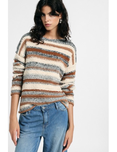 Camisola de malha às riscas com mangas compridas Please