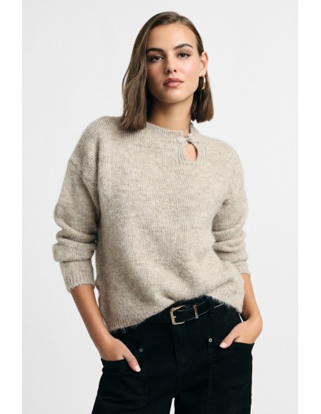 Camisola de gola redonda com detalhe recortado Please